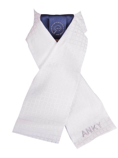 Plastron blanc et bleu marine (Delux) pour femme - Anky