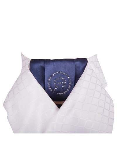 Plastron blanc et bleu marine (Delux) pour femme - Anky - imagen 2