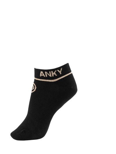 Socquettes bleu marine (zwart) avec détails à paillettes dorée - Anky
