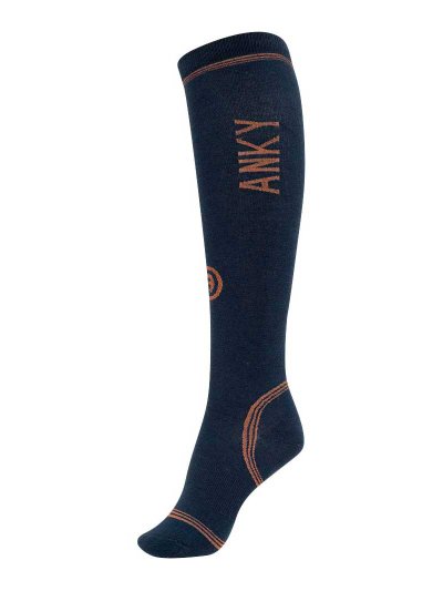 Chaussettes techniques bleu marine (dark navy) avec détails en cuivre et paillettes - Anky