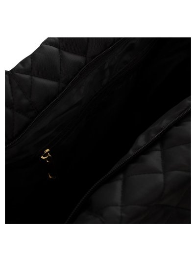 Bolsa tote de mano negro con bordado en forma de diamantes y detalles metalicos dorados - Anky - imagen 4