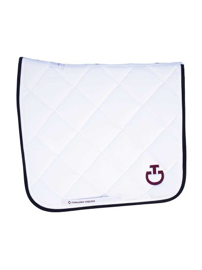 Tapis de dressage blanc avec logo en bordeaux pour poney (C et D) - Cavalleria Toscana