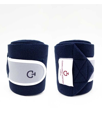 Lot de 2 bandes polaires de travail bleu marine, gris et blanc pour poney - Cavalleria Toscana