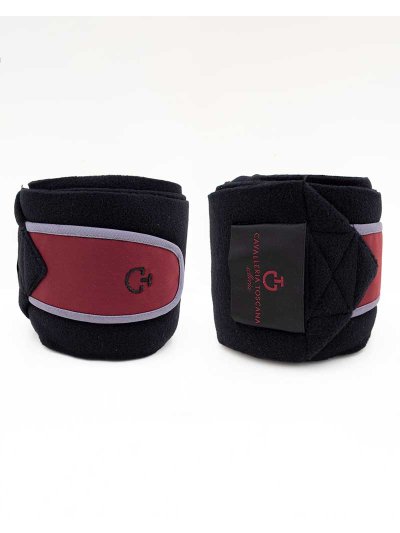 Lot de 2 Bandes polaires de travail noires, bordeaux et gris pour cheval - Cavalleria Toscana