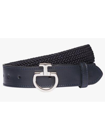Cinturón para mujer en azul marino trenzado y elástico con cierre metalico con el logotipo- Cavalleria Toscana
