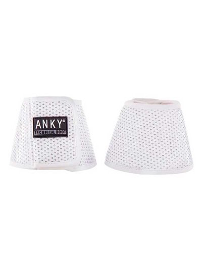 Lot de 2 cloches blanches (white) avec strass irisés sur les perforations pour poney - Anky