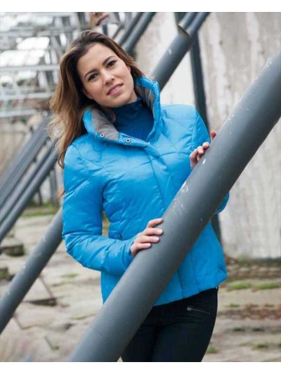 Manteau matelassé bleu ciel (shocking blue) avec capuche escondida pour femme - Anky