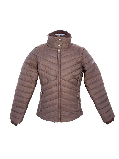 Manteau matelassé double marron cuivré (copper) pour fille - Anky