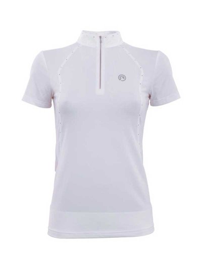 Polo technique de compétition à manches courtes blanc decorado avec clous pour femme - Stylish - Anky