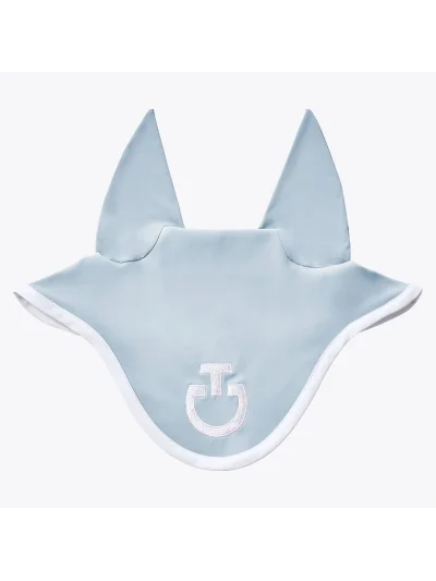 Orejeras azul polvo con el logo en blanco orejas finas elásticas para caballo y pony - Cavalleria Toscana