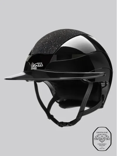 Casco de equitación con top de Swarovski y visera negro Xanto - Equiline