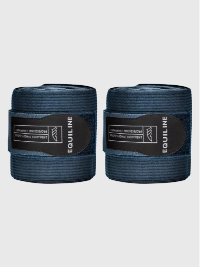 Pack de 2 vendas de trabajo elásticas con forro polar en azul para caballo - Equiline