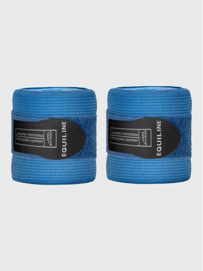 Pack de 2 vendas de trabajo elásticas con forro polar en azul para caballo - Equiline