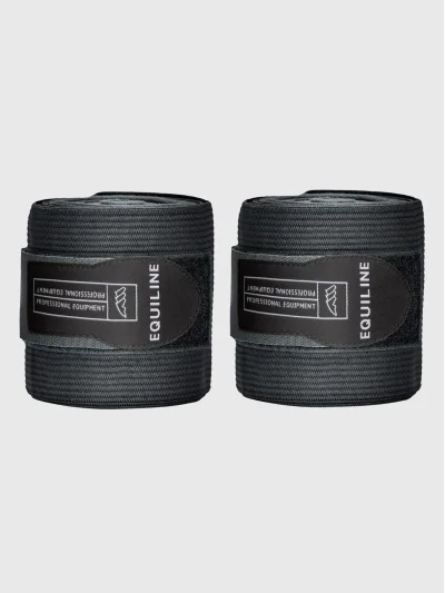 Pack de 2 vendas de trabajo elásticas con forro polar en negro para caballo - Equiline