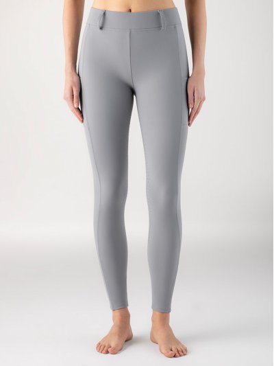 Mallas color gris con bolsillos laterales (full grip) para mujer- Equiline