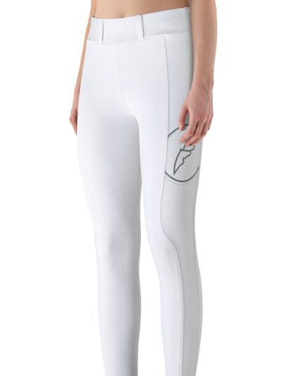Mallas blancas de competición con bolsillo lateral para móvil (full grip) para mujer - Evrafh - Equiline