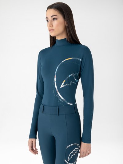 Camisa técnica de manga larga azul marino anti-UV segunda piel para mujer - Eblec - Equiline