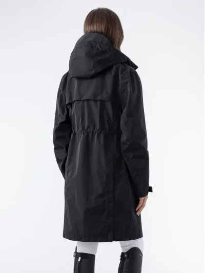 Chaqueta impermeable larga para mujer negra EQEXTRE - Equiline - imagen 2