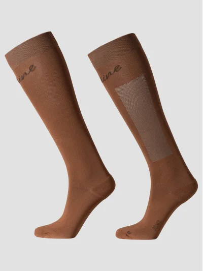 Calcetines altos de equitación marrón moka para mujer EQGREG - Equiline