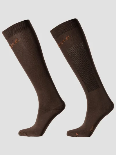 Calcetines altos de equitación marrón cacao para mujer EQGREG - Equiline