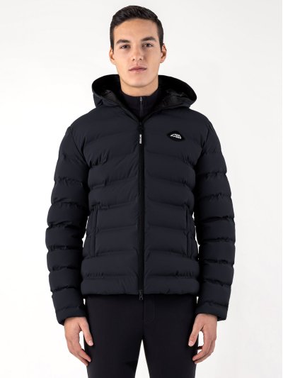 Chaqueta bómber acolchada negra con capucha para hombre Cermo - Equiline