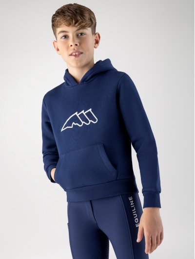 Sudadera azul marino con capucha y el logotipo blanco junior unisex - Capuc-Equiline