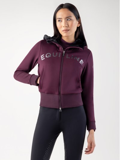 Sudadera con capucha color violeta y el logotipo brillante para mujer - Equiline
