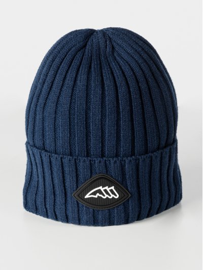 Gorro de punto azul marino con interior polar y el logotipo negro y blanco unisex -Equiline - imagen 2