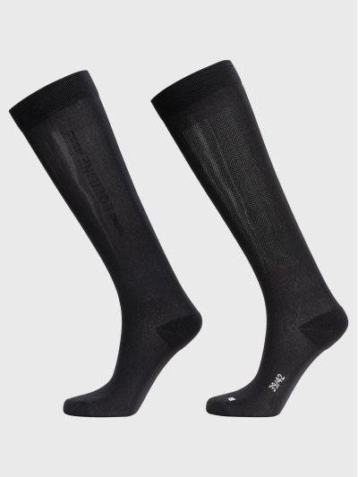 Calcetines de caña alta negros con el logotipo en vertical de micro tachuelas para mujer Galz - Equiline
