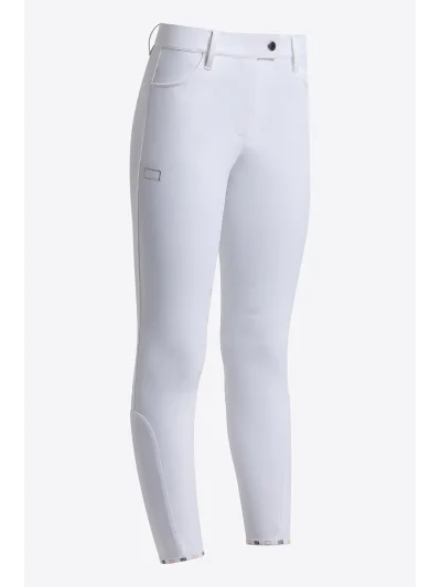 Pantalones de montar blancos con grip en rodilla y brillantes para niña - RG