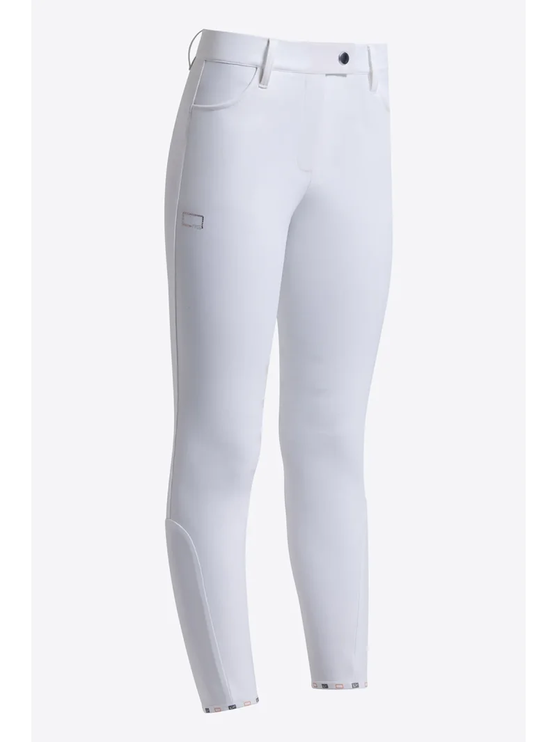 White knee-grip riding breeches with rhinestones for girls