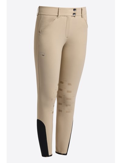 Pantalones de montar a caballo beige de cintura alta (grip rodilla) para mujer - RG
