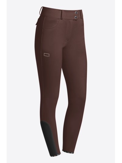 Pantalones de montar a caballo marrón chocolate de cintura alta (grip rodilla) para mujer - RG