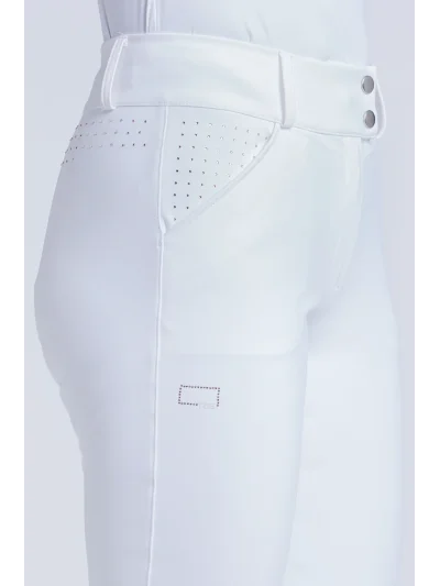 Pantalones de montar de cintura alta blancos full grip con brillantes para mujer - RG - imagen 4