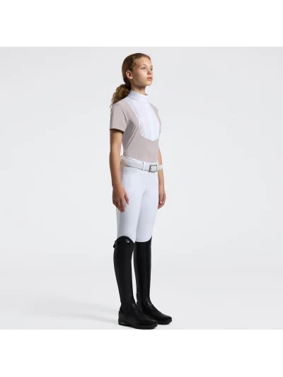 Polo de concurso rosa de manga corta con pechera para niña - Cavalleria Toscana