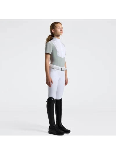 Polo de concurso de manga corta verde con pechera para mujer - Cavalleria Toscana - imagen 2
