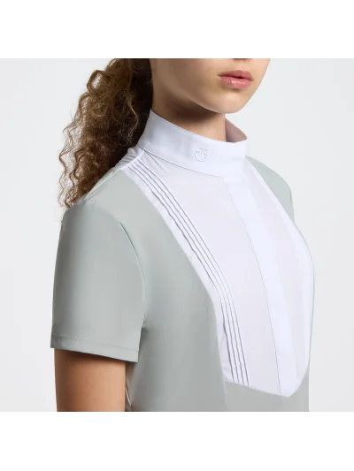 Polo de concurso de manga corta verde con pechera para mujer - Cavalleria Toscana