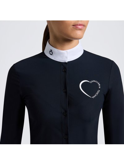 Girl's navy blue long-sleeved competition shirt - Cavalleria Toscana