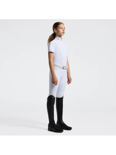 Polo de concurso blanco de manga corta para mujer - Cavalleria Toscana - imagen 2