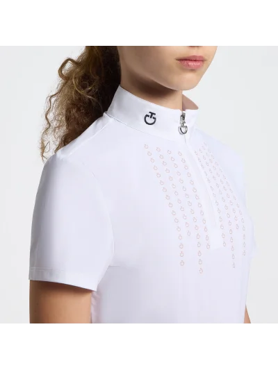 Polo de concurso blanco de manga corta para mujer - Cavalleria Toscana