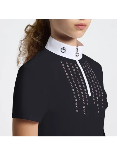 Polo de concurso azul marino de manga corta para mujer - Cavalleria Toscana