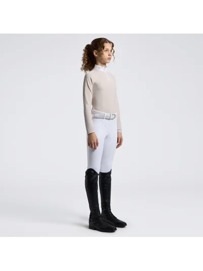 Polo de concours à manches longues beige (Rainy Day) pour fille - Cavalleria Toscana - imagen 3