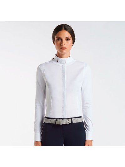 Chemise de compétition à manches longues blanc pour femme - Cavalleria Toscana