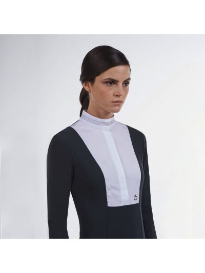 Chemise de compétition à manches longues gris foncé pour femme - Cavalleria Toscana