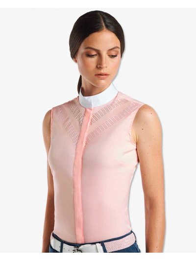 Chemise de compétition sans manches rose avec perforaciones en V pour femme - Cavalleria Toscana