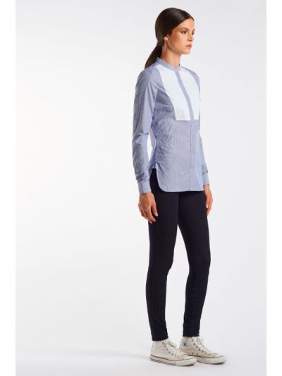 Chemise à manches longues à rayures bleu marine et blanc pour femme - Cavalleria Toscana