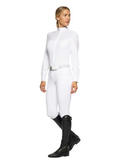 Chemise de compétition à manches longues blanc pour femme - Cavalleria Toscana