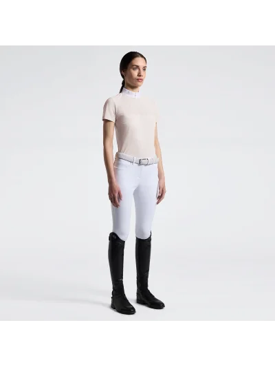 Polo de entrenamiento beige con inserciones perforadas para mujer - Cavalleria Toscana - imagen 2