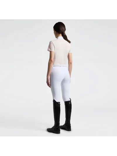 Polo de entrenamiento beige con inserciones perforadas para mujer - Cavalleria Toscana - imagen 4