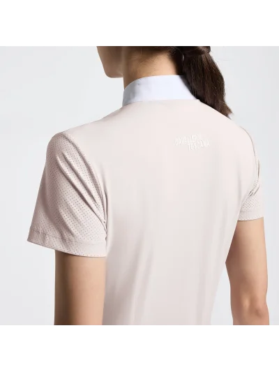 Polo de entrenamiento beige con inserciones perforadas para mujer - Cavalleria Toscana - imagen 3